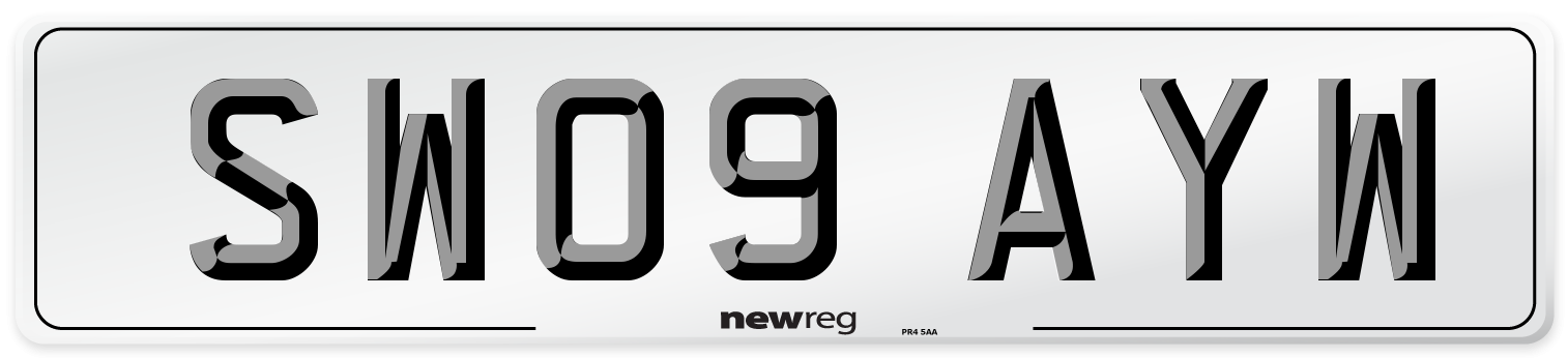 SW09 AYW Number Plate from New Reg